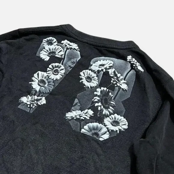 Diesel Black & White Floral Monochromatic Striped Sleeve 78 Back Sweater XXS - Picture 6 of 8